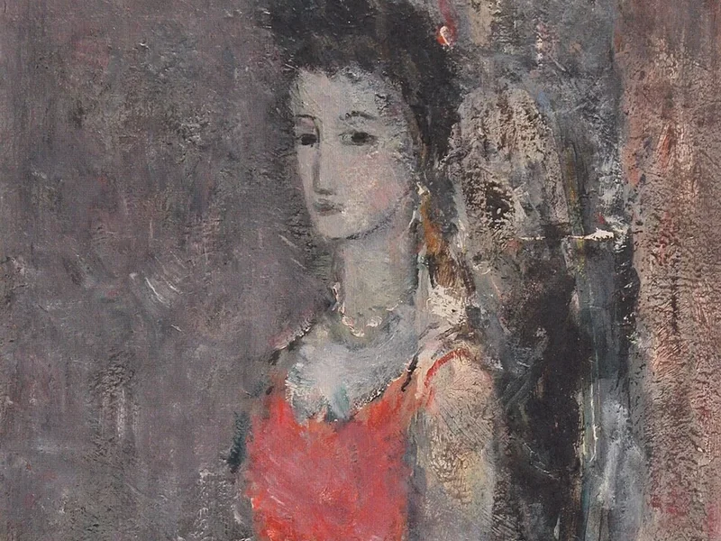 1885-Mikhail Ksenofontovich Sokolov - Ragazza in rosso, 1930